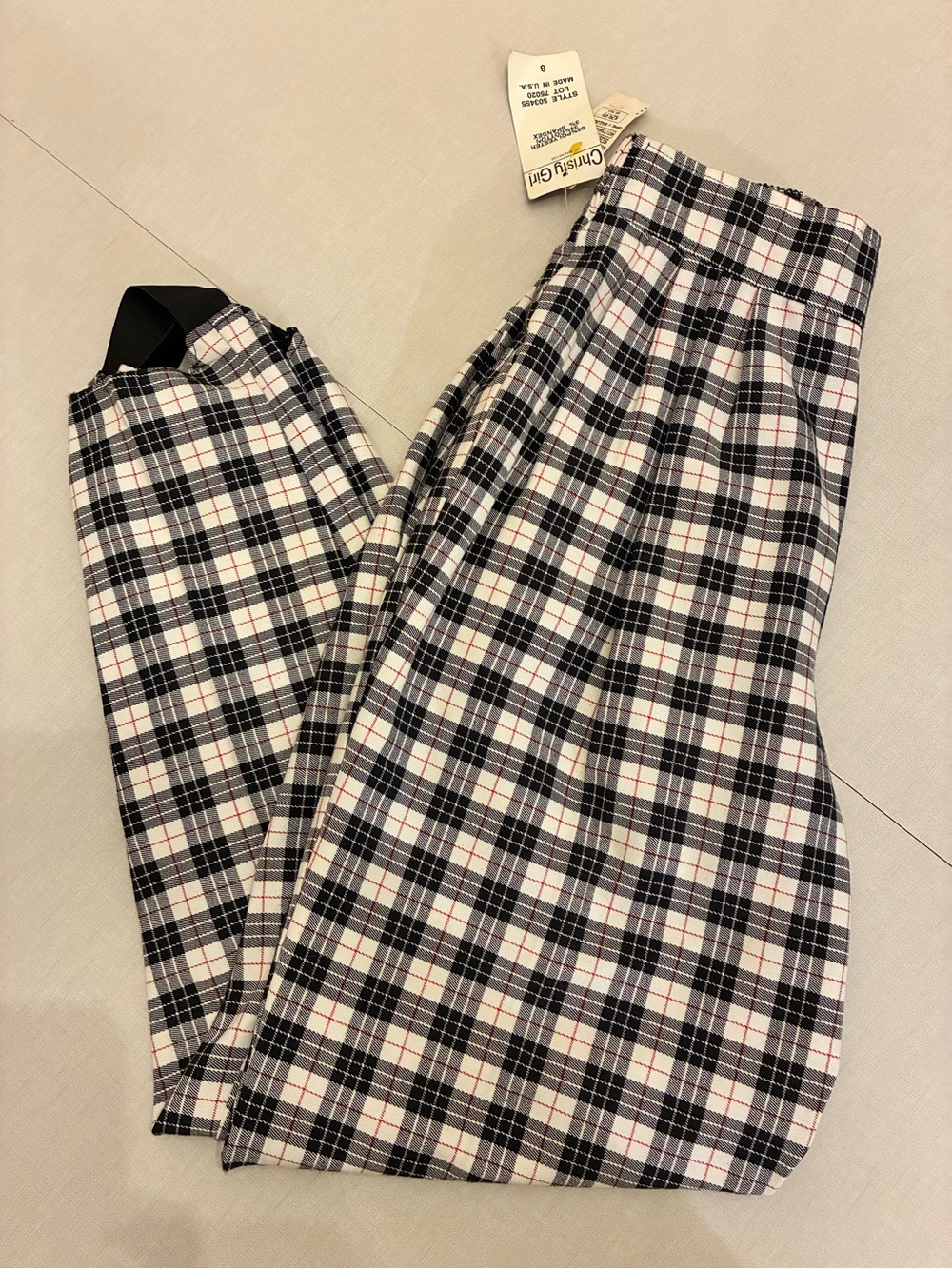 Vintage Deadstock Christy Girl Plaid Stirrup Pants